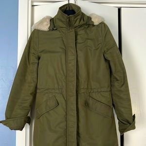 Barney’s New York army green coat